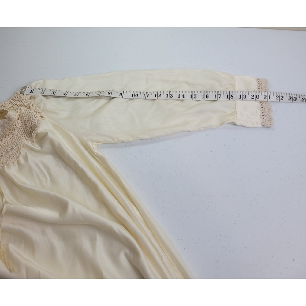Vtg Neiman Marcus Bert Yelin Ivory Long Sleeve Nightgown Women's Size Medium - Picture 7 of 16
